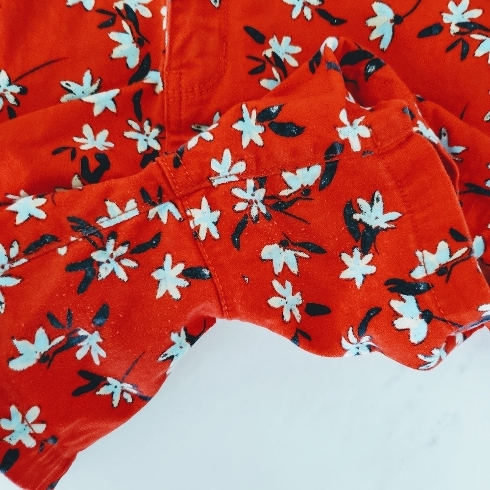 a.n.a. Floral Twill Shorts 6 Red Blue - Picture 6 of 9